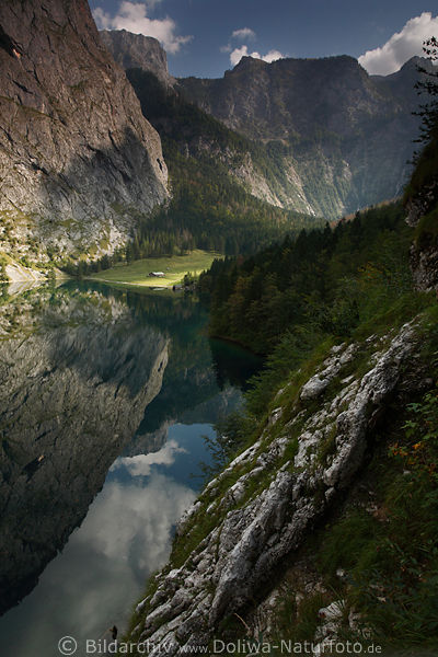 Obersee Schlucht Canyon felsige Berge Naturbild Alm Alpenlandschaft Nationalpark Berchtesgaden