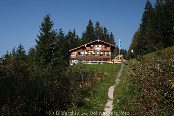 Carl-von-Linde Wanderweg zum Gasthaus-Caf Sonneck am Waldrand in Bergen an Scharitzkehlstrae