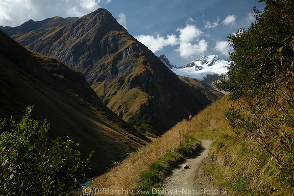 Umbaltal Alpen Bergpanorama Wanderpfad Naturfoto mit Kees ber Isel-Bergbach in Osttirol