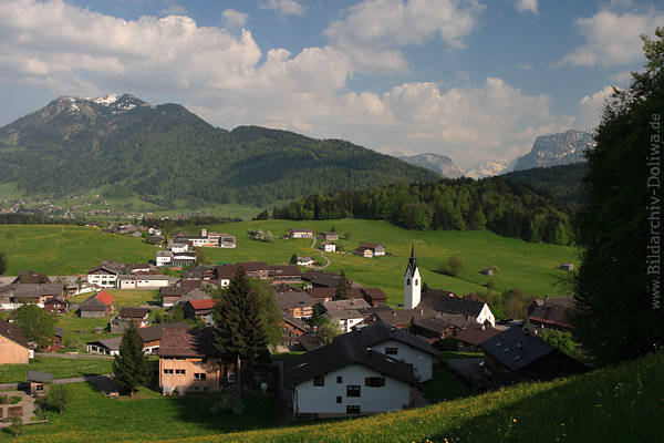 Hittisau Alpenpanorama Hittisberg Wiesen Blmchen Kirchturm Naturidyll Vorarlberg
