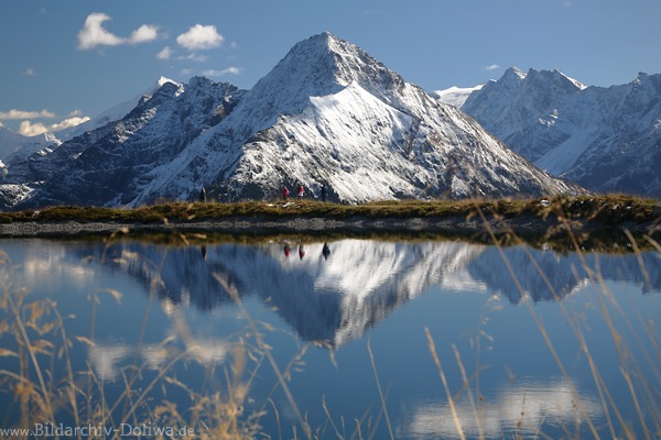 Hochgebirge Schneegipfel Zillertaler Alpen Berge See Wasserspiegelung Naturfotos