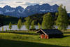 Schwarzsee Fotos: Wilder-Kaiser Berge Panorama Blick Hütte Wiese Wasser Landschaft Bilder grüne Bäume