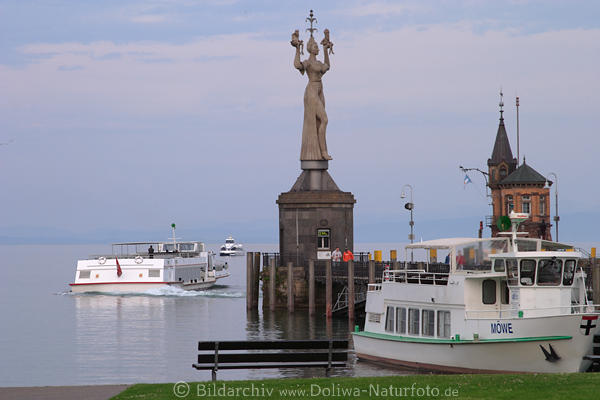 Imperia in Port Konstanz Denkmal am Hafeneingang ber Schiffe auf Bodensee Ausflugsfahrt