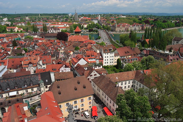 Konstanz Stadtdcher Bodensee-City von oben Altstadt um Mnsterturm Draufsicht