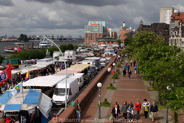 Fischmarkt Hamburg Spaziergang Elbblick Hafen-Promenade Shopping