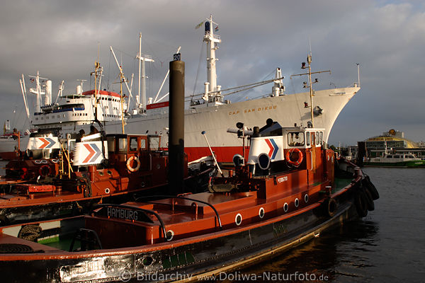 Schlepper Miburg am Cap-San-Diego Hamburger Hafen Niederhafen Abendstimmung
