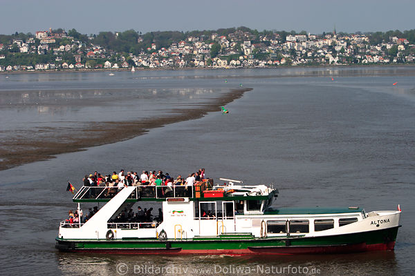 Elbe Schiff Altona Bord-Touristen Cranz-Blankenese Schifffahrt an Estemndung