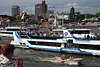 802322_ Hamburg harbor-birthday days image, visitors, spectators by Ships-parade at Elbe river