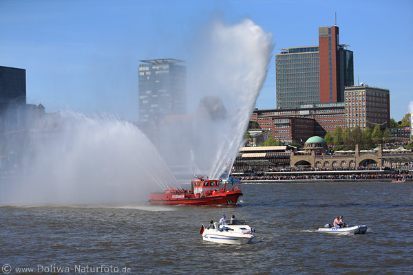 Feuerschiff Wasserfontnen vor Landungsbrcken Hamburg