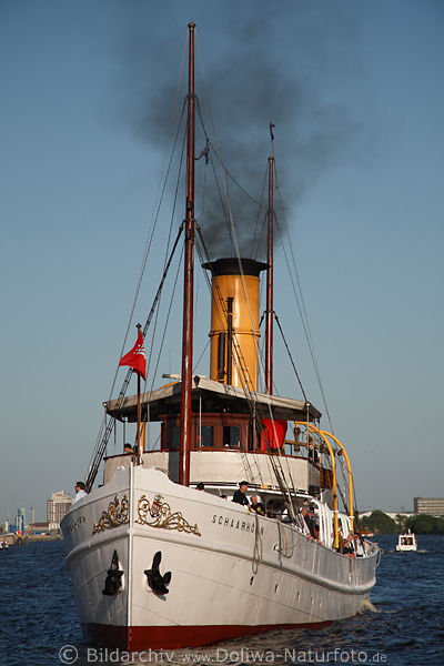 Museumsschiff Schaarhrn Dampfer in Elbe Hafengeburtstag Hamburg Schiffsparade