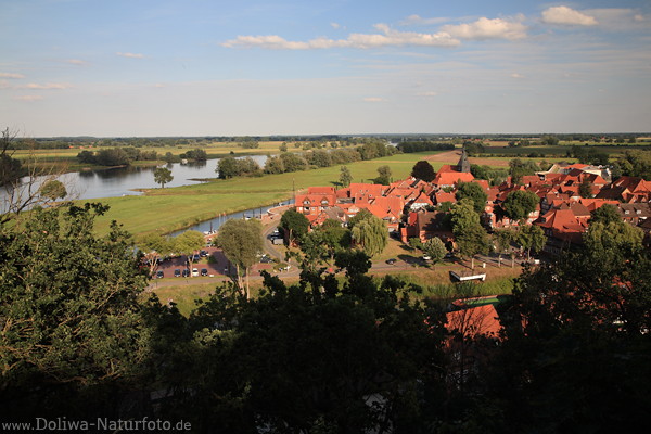 Landschaftsidylle Hitzacker Stadt an Elbe von oben