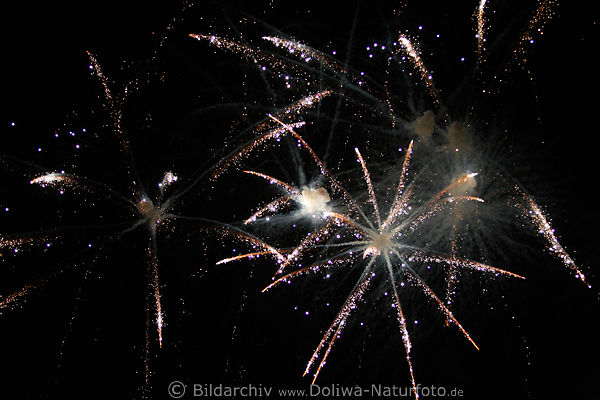 Feuerwerke Knallkrper Sterne am Himmel platzen bei Nacht