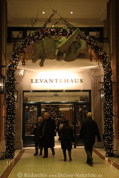 Hamburg Levantehaus Passanten Adventszeit Besucher Weihnachten Tannenbaum Schmuck Passage