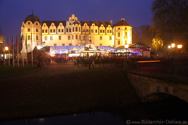 Celle Schloss Weihnachtsmarkt Advent-Nachtfoto Nachtstimmung