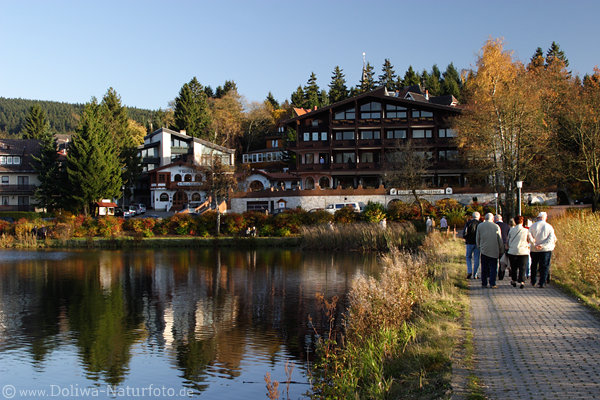 Kranichsee Hotel am Wasser Uferpromenade Spaziergang Harz Urlaub-Unterkunft in Goslar Hohnenklee