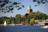 Ratzeburger See Dom Turm über Wasser Boote Frühjahrsbild grüne Ufer Urlaubsidyll Foto