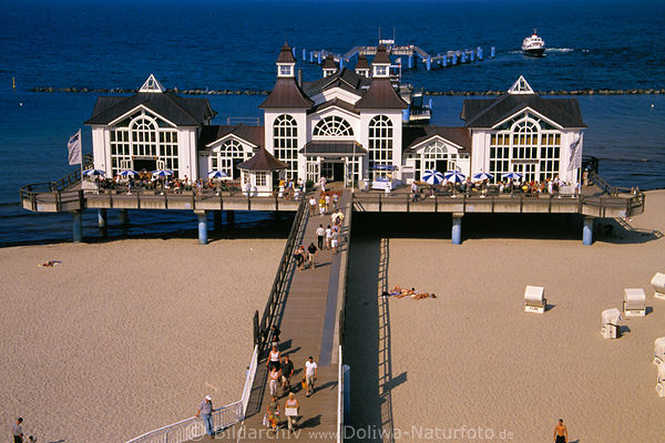 Seebr�cke Sellin Touristen Insel R�gen Ostseebad Strand Mole