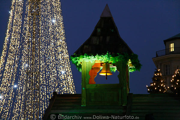 Weihnachtsglocke Foto vor Weihnachtsbaum Lichter in Hamburg Advent 2008 unterm Rathaus