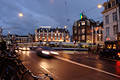Amsterdam romantische Straßenlichter Foto Cityverkehr in Weihnachtszeit an Munt Plein