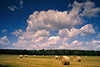 3664_Schnwetterwolken in Wind ber Stoppelfeld Foto Strohballen nach Getreideernte