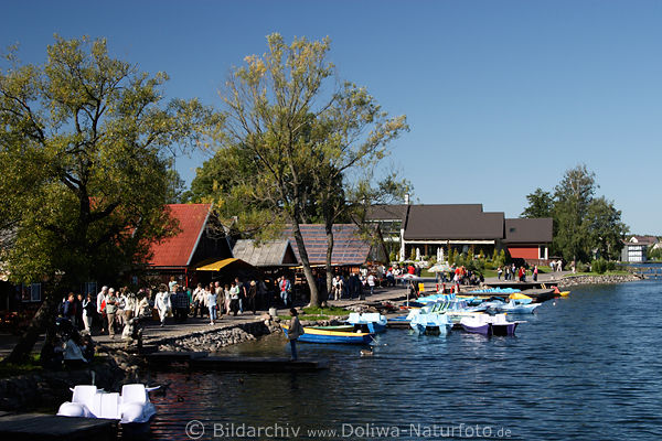 Trakai Galve See Ufer-Promenade Boutique-Lden Foto berbleibsel Kiosks Wasser Boote