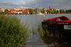 1204396_Lyck Fotopanorama Seelandschaft am Wasser Blick von Restaurant weisse Segel Masurenbild