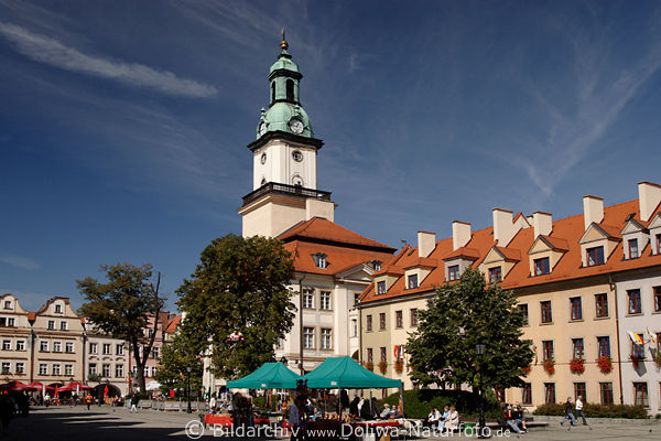 Hirschberg Rathaus mit Siebenhusern Markt-Arkaden Marktstnde