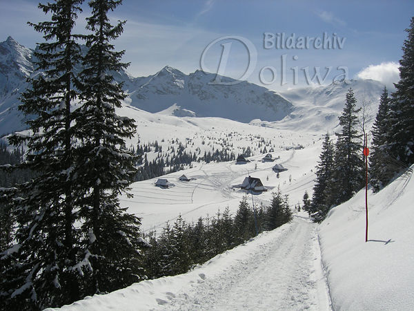 Sennhtten Chalets Huschen im Schnee weisse Winterlandschaft Hohe Tatra Ski- Wanderparadies