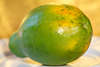800344_ Papaya Melone Foto auf Teller, exotisches Obst in Foodfoto, Carica papaya Melonenbaum Frucht Makrofoto