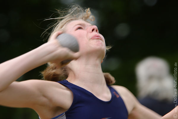 Kugelstossen Frauen Wurf-Dynamik Leichtathletik Kugelwerfen Bewegung