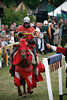 Ritter mit Lanze Strohring im Galopp zu Pferd Treffsicherheit