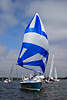 45865_ Segeln Bild 7 - Sail Regatta auf Masurens Lwentinsee, Segler Skipper mit Wind in Segel, Segelboot Danusia