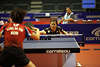 Tischtennis-Mdchen Ai Fukuhara Spielbild Japan-Star am Ball ber Netz spielen