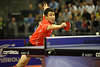Wang Hao spezieller Schlgergriff Foto Chinese Vorhand-Schu Tischtennis Ballaktion Bild