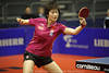 1104979_ Chinas Olympia-Favoritin in London 2012 Ding Ning Matchportrt Bild an Tischtennisplatte