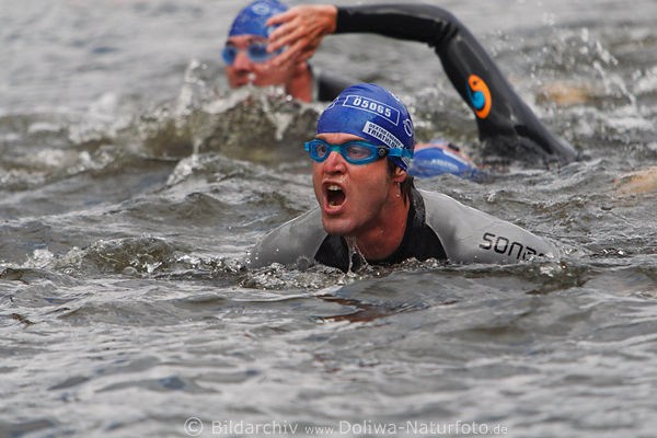 Triathlon Brustschwimmer Kopf ber Wasser in Alster Staffel Sprintdistanz Wettbewerb