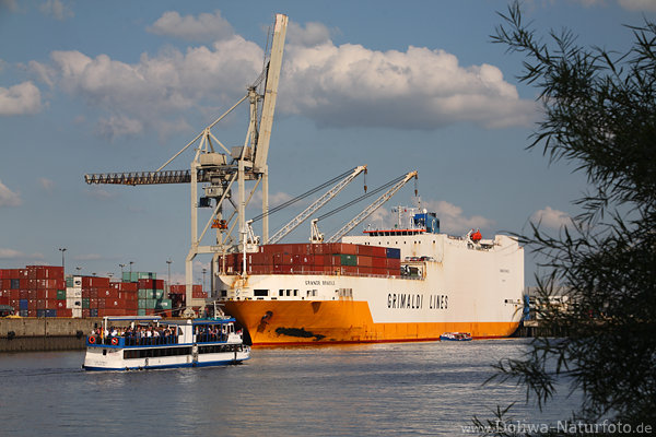 Grande Brasile Fotos Containerschiff in Elbe Wasser Hafen Hamburg Landschaft Bild