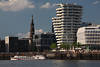 Hamburg Strandkai HafenCity Trme am Elbwasser Boot Schiffsanleger Sdblick