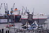 Asian-Spirit Monrovia Containerschiff in Elbe Hamburg Hafen-Krne