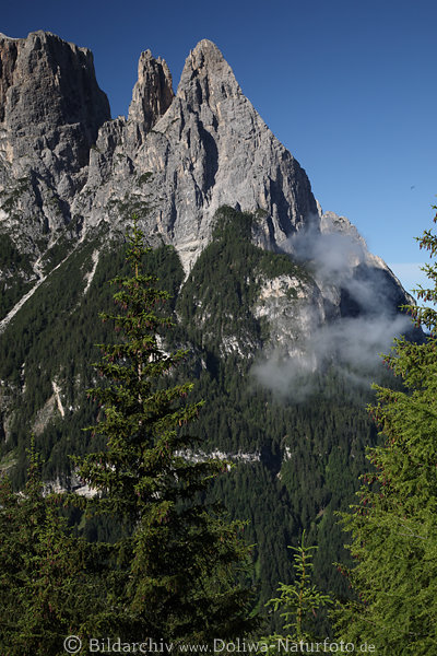 Santner Spitz Dolomiten Felsen Bergspitze Naturbild Sdtirol Gipfel alpine Landschaft am Seiser Alm