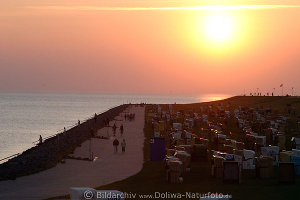 Bsum Meerpromenade Strandkrbe Abendromantik Sonnenuntergang Nordseekste Landschaft