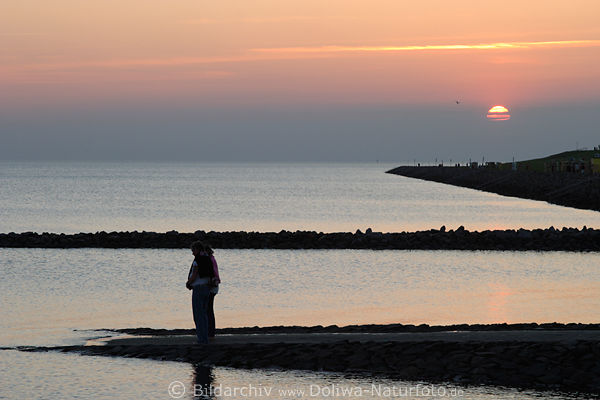 Bsum Meerkste Wasser Horizont Sonnenuntergang Dmmerung Landschaft Strandmole Paar