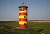 Nordsee Deich-Leuchtturm Foto, Pilsum Flachland, Binnenland grne Panorama, Meerkste, Seelaterne