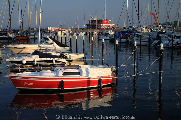 Port Damp Boote Jachthafen Ostseekste Abendlicht Stimmung