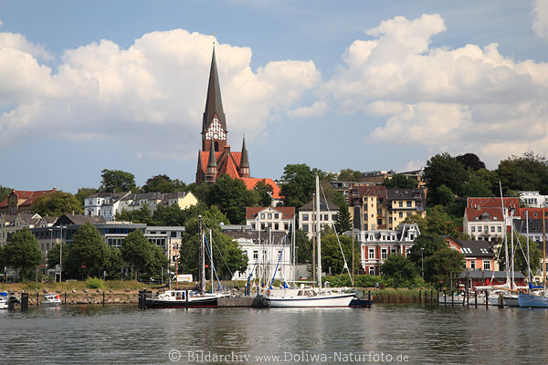 Flensburg St. Jrgen Kirche thront ber Frde Ostufer Wasser Landschaft