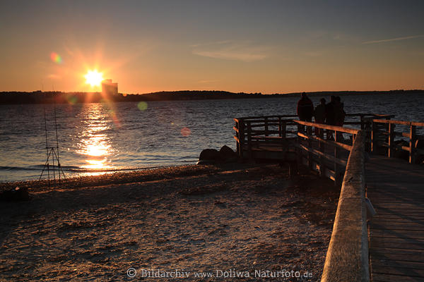 Niendorf Strand Mole Sonnenuntergang Ostseekste Meer Wassersteg Landschaft Romantik