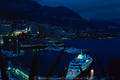Monaco Monte Carlo Bergkste Hafenbucht Schiffe Nachtbild Lichter Panorama