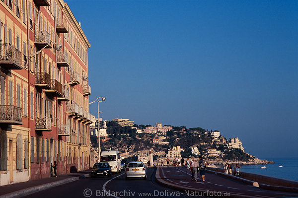 Nizza Meer-Promenade Cote d'Azur Kste franzsische Riviera Autoverkehr Fussgnger