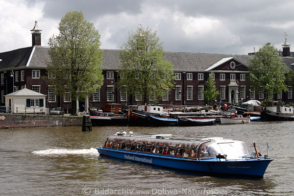 Amsterdam Gracht Boot Fahrt in Flusslandschaft Holland City-Flair
