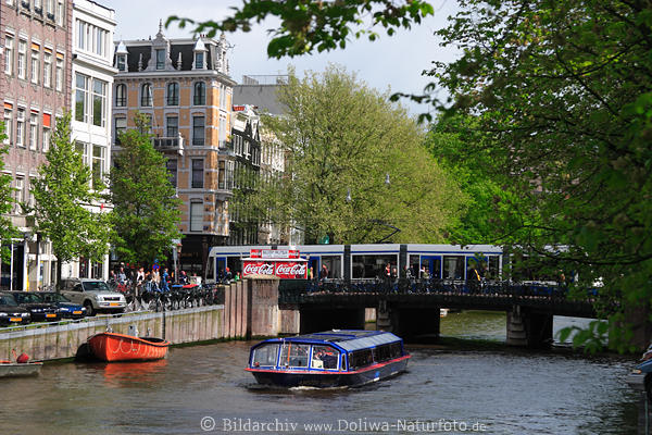 Amsterdam Herengracht Schifffahrt Boot Wasser City Landschaft Brcke Passanten
